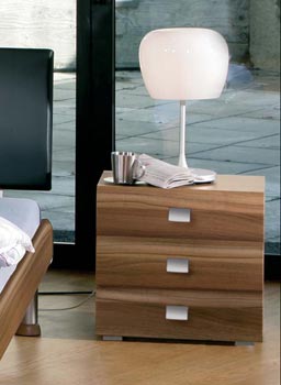 Hasena Caro 3 Drawer Bedside Table in Walnut