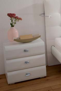 Hasena Caro 3 Drawer Bedside Table in White