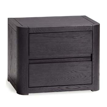 Kari Solid Oak 2 Drawer Bedside Table in Black