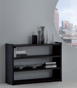 Kari Solid Oak 3 Shelf Bookcase in Black