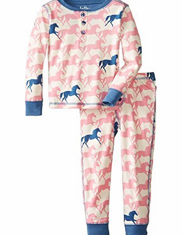 Hatley Girls Henley OVL Show Horses Pyjama Set, Pink, 3 Years