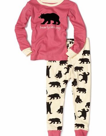 Hatley Girls OVL Bears Bearly Sleeping Pyjama Set, Pink, 3 Years
