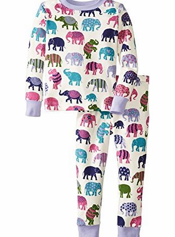 Hatley Girls OVL Elephants Pyjama Set, Off-White, 2 Years