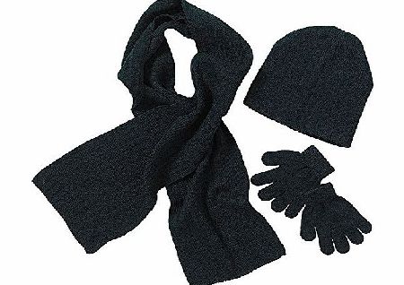 Hats, Hats, Hats Back To School Boys Girls Hat Scarf and Gloves Set - Black - One Size Fits 7-13 Years