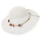 HATS Ladies White Wide Brim Elegant Straw Hat