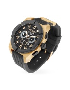 Haurex Challenger - Gold Plated and Rubber Strap Chronograph Watch