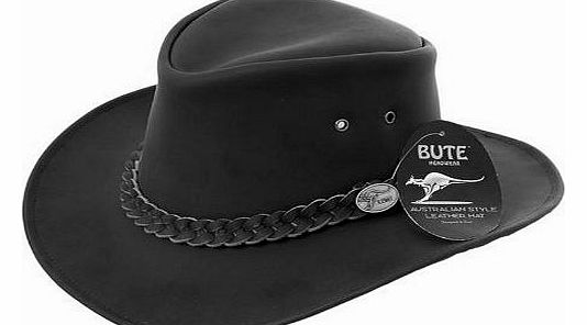 Australian Waterproof Leather Hat - Bute Style - Colour: BLACK, Size: XL