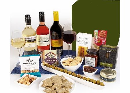 Hay Hampers Corporate gift in gift box - Food hamper with red, white and rose wine with snacks and nibbles. Includes Mainland Next Working Day Delivery