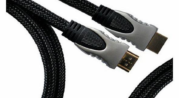 5m (5 metre) HDMI cable 5m Premium Quality braided Ultra Fast high speed with ethernet v1.4 lead with strong metal plugs and 24k gold anti tarnish contacts - best for, suitable, compatible and sup