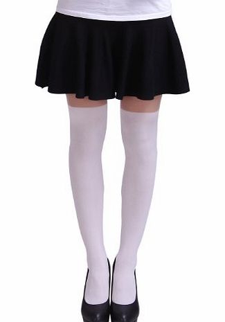 HDE Sexy Fashion Design Pattern Pantyhose Stockings Tights - by HDE (White Mock Thigh Highs)