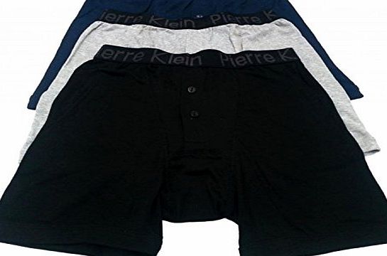 HDUK TM Mens Underwear 3 Pairs of Mens Designer Pierre Klein Elasticated Waistband Boxer Shorts / Available in Sizes Small, Medium, Large, XLarge, XXLarge (XLarge - To Fit Waist 39``-41`` (99-104 cm))