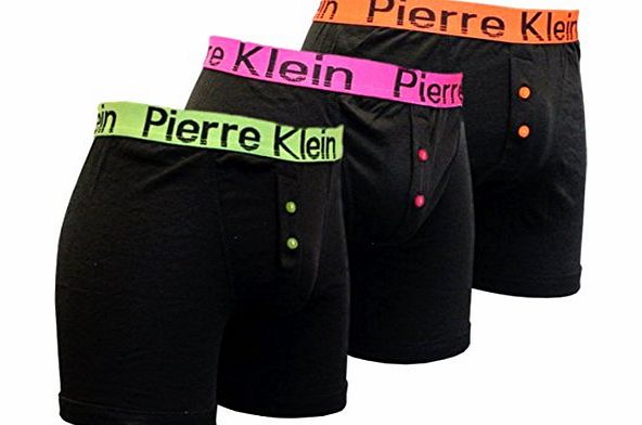 HDUK TM Mens Underwear 6 Pairs of Mens Designer Pierre Klein Neon Band Top Boxer Shorts / Available in Sizes Small, Medium, Large, XLarge, XXLarge (Medium - To Fit Waist 33-35`` (84-89 cm))
