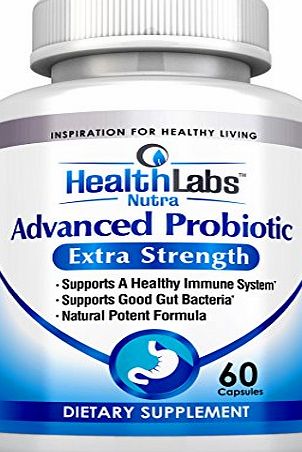 Health Labs Rx Health Labs Nutras Advanced Probiotic Extra Strength Supplement for a Healthy Immune System, Restores Good Bacteria, Relieves Leaky Gut, Nausea, Indigestion 30 Day Supply