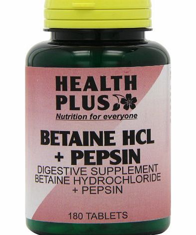 Health Plus Betaine Hcl   Pepsin Digestive Health Supplement - 180 Tablets
