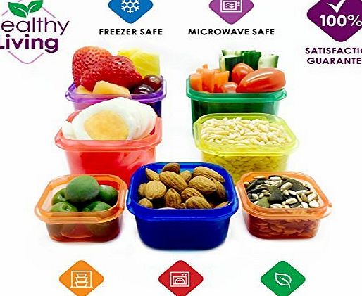 Healthy Living 7 Piece Portion Control Containers Kit with COMPLETE GUIDE, Multi-Colored Coded System, 100 Leak Proof - Comparable to 21 Day Fix!