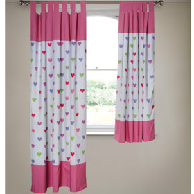 Heart Black Out Tab Top Curtains