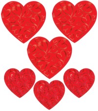 hearts Cut Outs - With Glitter Asst (Pk6)