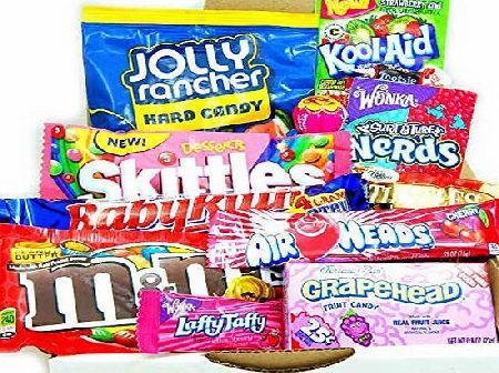 Mini American Sweet Hamper Candy/Chocolate/Wonka/Nerds Christmas/Birthday Gift - in a White Card Box - Version 2