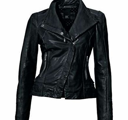 Asymmetric Zipped Leather Jacket