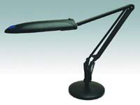 VL2 titanium colour desk lamp which uses a