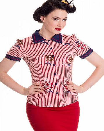 Hell Bunny Moussaillon Blouse - Size: M 6434