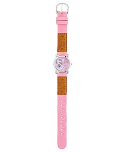 Fashionable Pink Denim Strap Quartz Watch
