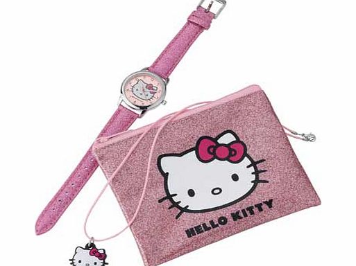 Hello Kitty Girls Glitter Watch Set