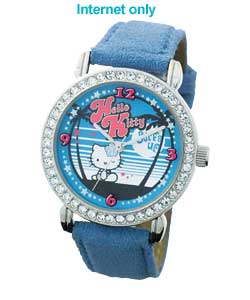 Hello Kitty Watch with Blue Suede Strap