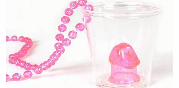 Henbrandt Hen Party Night Willie Shot Glass On Beaded Necklace