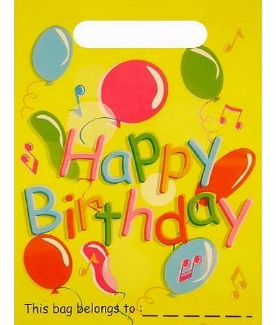 Plastic Happy Birthday Loot / Birthday Party Bags (Pack of 12)