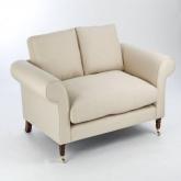 2 seater sofa - Chenille Cream - White leg stain