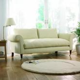 3 seater sofa - Dorchester Linen Flock Cream - White leg stain