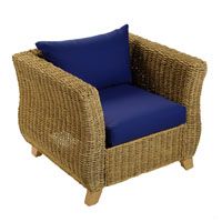 Armchair with Half Panama Cushions Blue