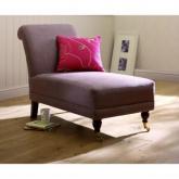 Compact Chaise - Dorchester Linen Flock Cream - White leg stain