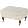 Henley Footstool - Linwood Vienne Brushed Cotton Stone - Light leg stain
