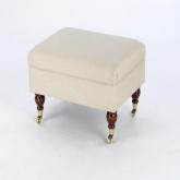 henley Footstool - Warwick Meribelle Linen Lily - Dark leg stain