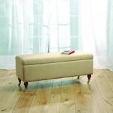 henley Ottoman - Dorchester Linen Flock Cream - Light leg stain