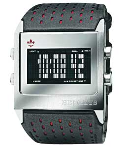 Henleys Gents Black Strap LCD Watch