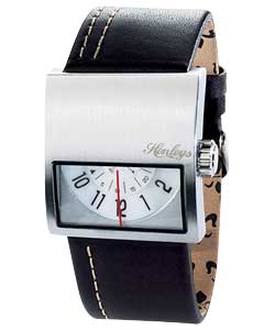 Gents Disc Dial Leather Strap Watch