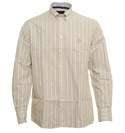 Beige and White Stripe Long Sleeve Shirt