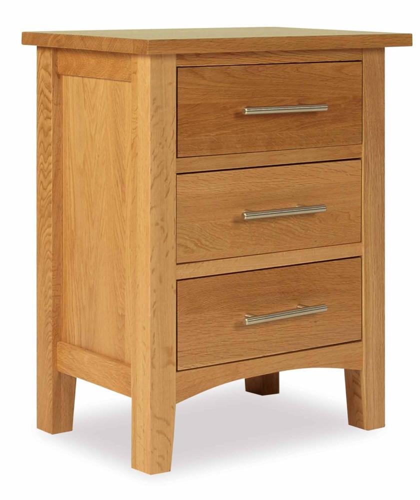 hereford Oak 3 Drawer Bedside Cabinet