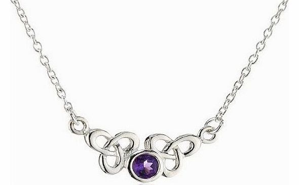 Womens Sterling Silver and Amethyst Celtic Trilogen Necklace 9288AM , 17``