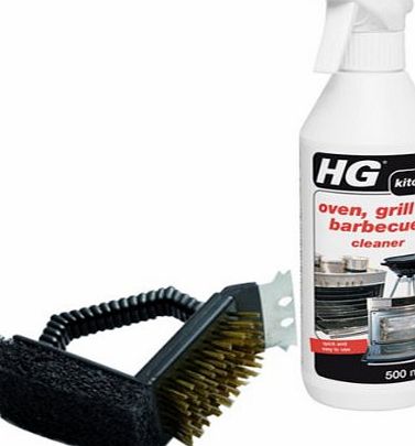 HG Hagesan Oven Grill amp; BBQ Barbeque Cleaner 500ml with Quality Landmann 3 in 1 BBQ Cleaning Brush