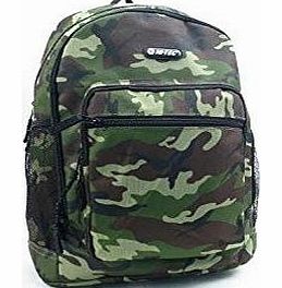 Boys Mens Hi-Tec Camouflage School Backpack Rucksack (Army Green/Army Grey/Desert) (Army Green)