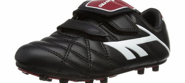 Hi-Tec Unisex-Child League Pro Moulded EZ Jr Football Boots A002828/021/01 Black/White/Red 2 UK, 34 EU, 3 US Regular