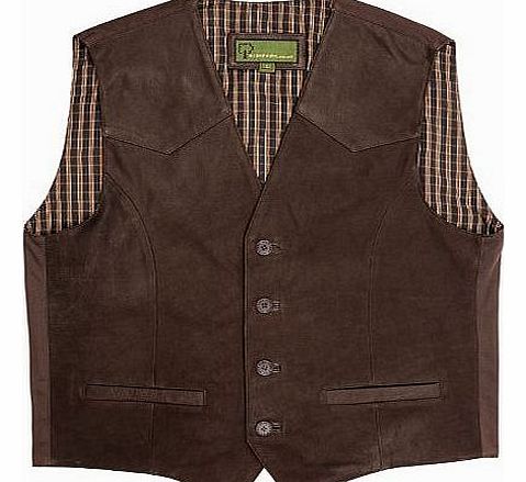 004 : Leather Waistcoat Brown, Medium