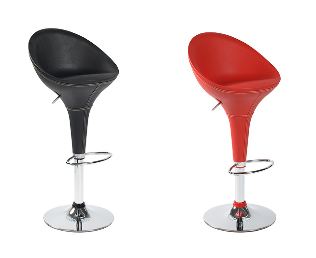 Back Leather Bar Stool x 2 Black and Red