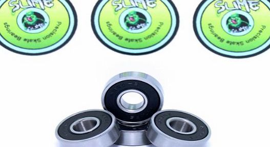 HIKS Products 4 x TITANIUM SLIME - ABEC 9 608 RS Water Resistant Rubber Seal Skateboard / Stunt Scooter / Inline Skate Bearings ** FREE Slime Sticker **