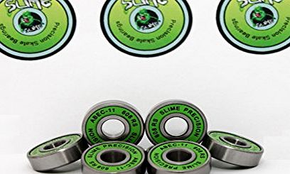HIKS Products 8 x GREEN SLIME - ABEC 11 608 RS Water Resistant Rubber Seal Skateboard / Stunt Scooter / Inline Skate Bearings ** FREE Slime Sticker ** 9
