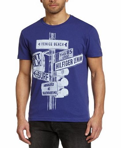 Hilfiger Denim Mens Portland Crew Neck Short Sleeve T-Shirt, Blue (Navy Blue), Large